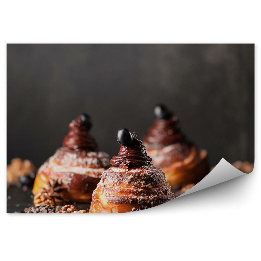 Öntapadós Fotótapéta Zsemle csokoládé áfonya háttér