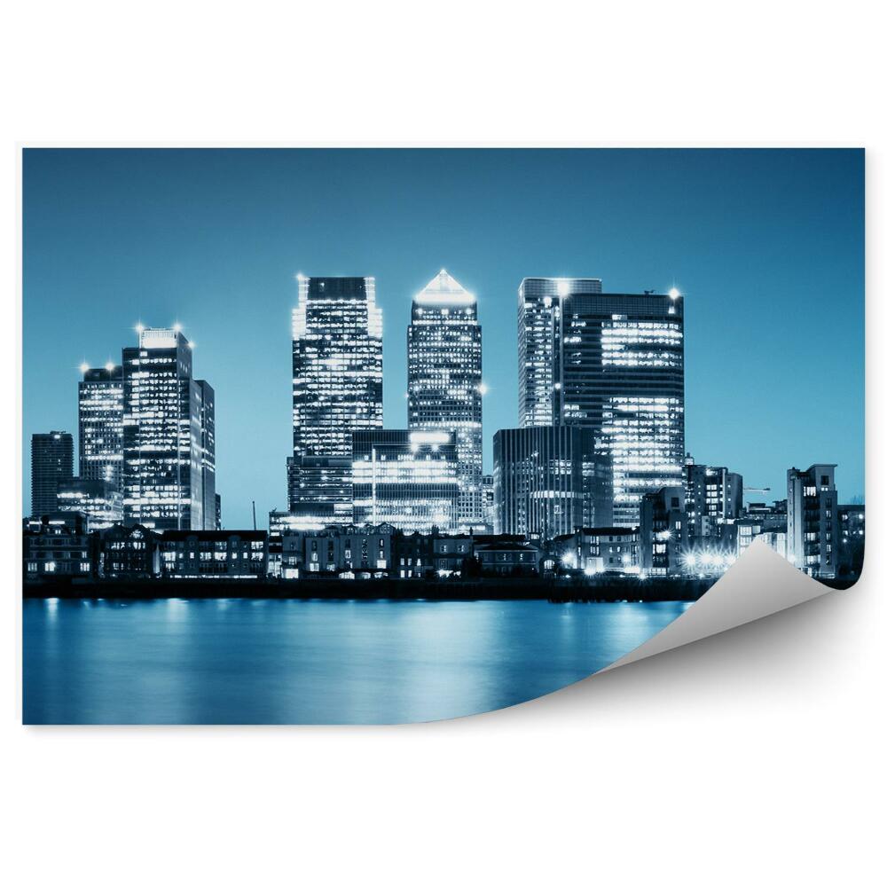 Öntapadó fotótapéta Város panoráma óceán felhőkarcolók fények