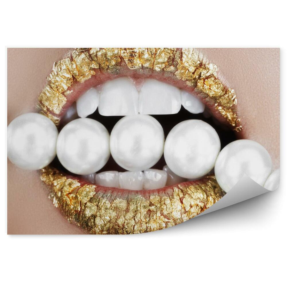 Öntapadó fotótapéta Arany ajkak és gyöngyök