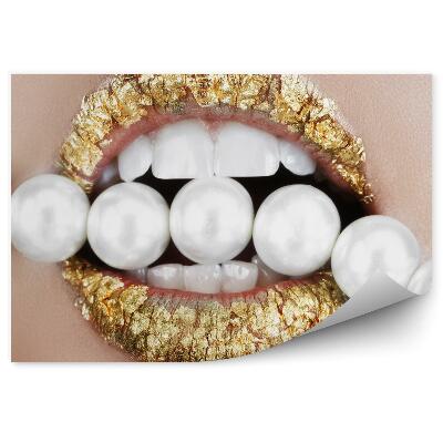 Öntapadó fotótapéta Arany ajkak és gyöngyök