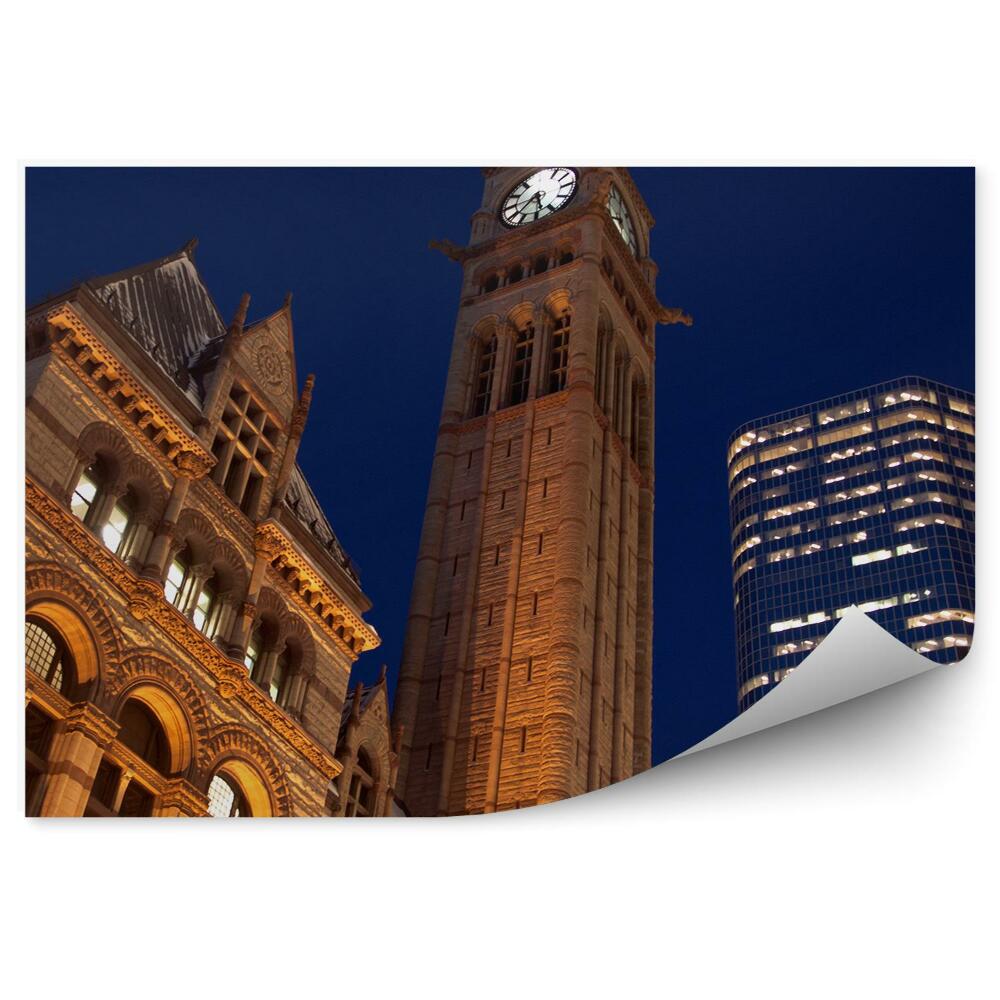 Fotótapéta felhőkarcolók épületek éjszakai fények