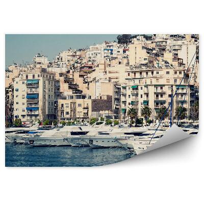 Fotótapéta épületek csónakok tengeri Athén Görögország