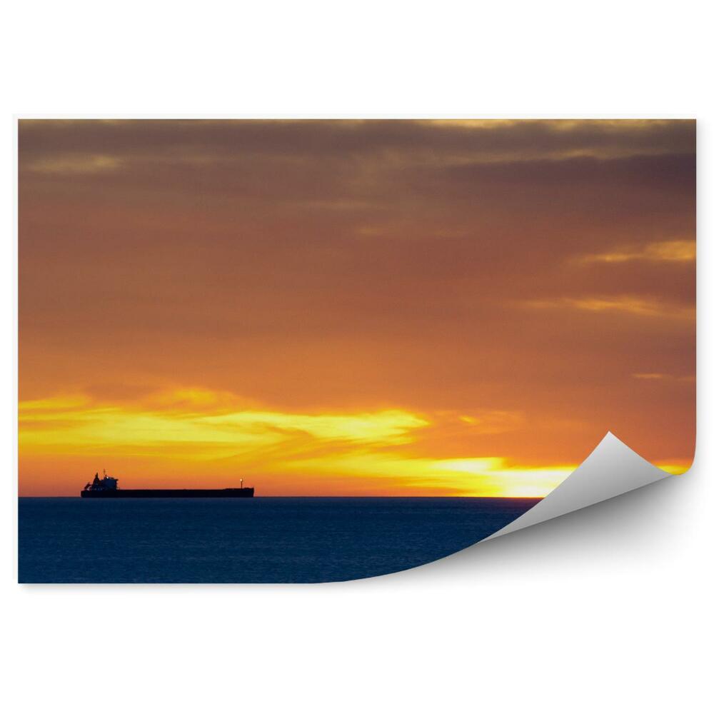 Öntapadó fotótapéta Hajó tengeri naplemente óceán