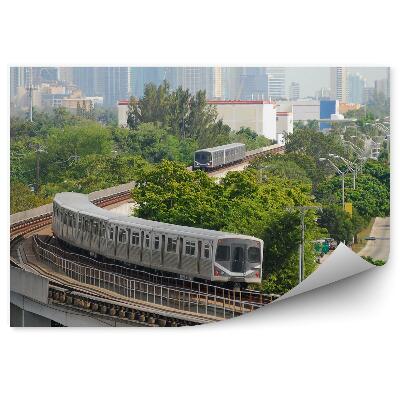 Fotó poszter tapéta Az épületek vonatai nyomon követik a város Miami forgalmát