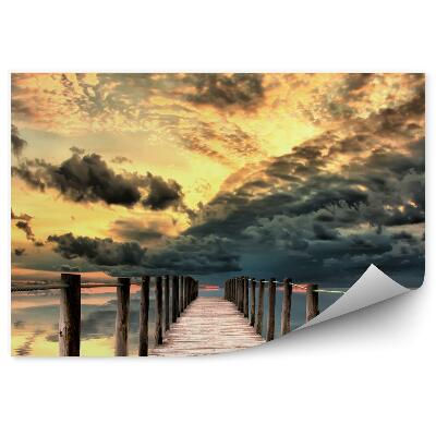 Öntapadó fotótapéta Pier lake ég felhők naplemente