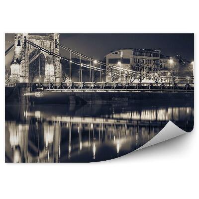 Fotótapéta fekete-fehér Grunwaldzki híd, folyó, ég, Wrocław, árnyék