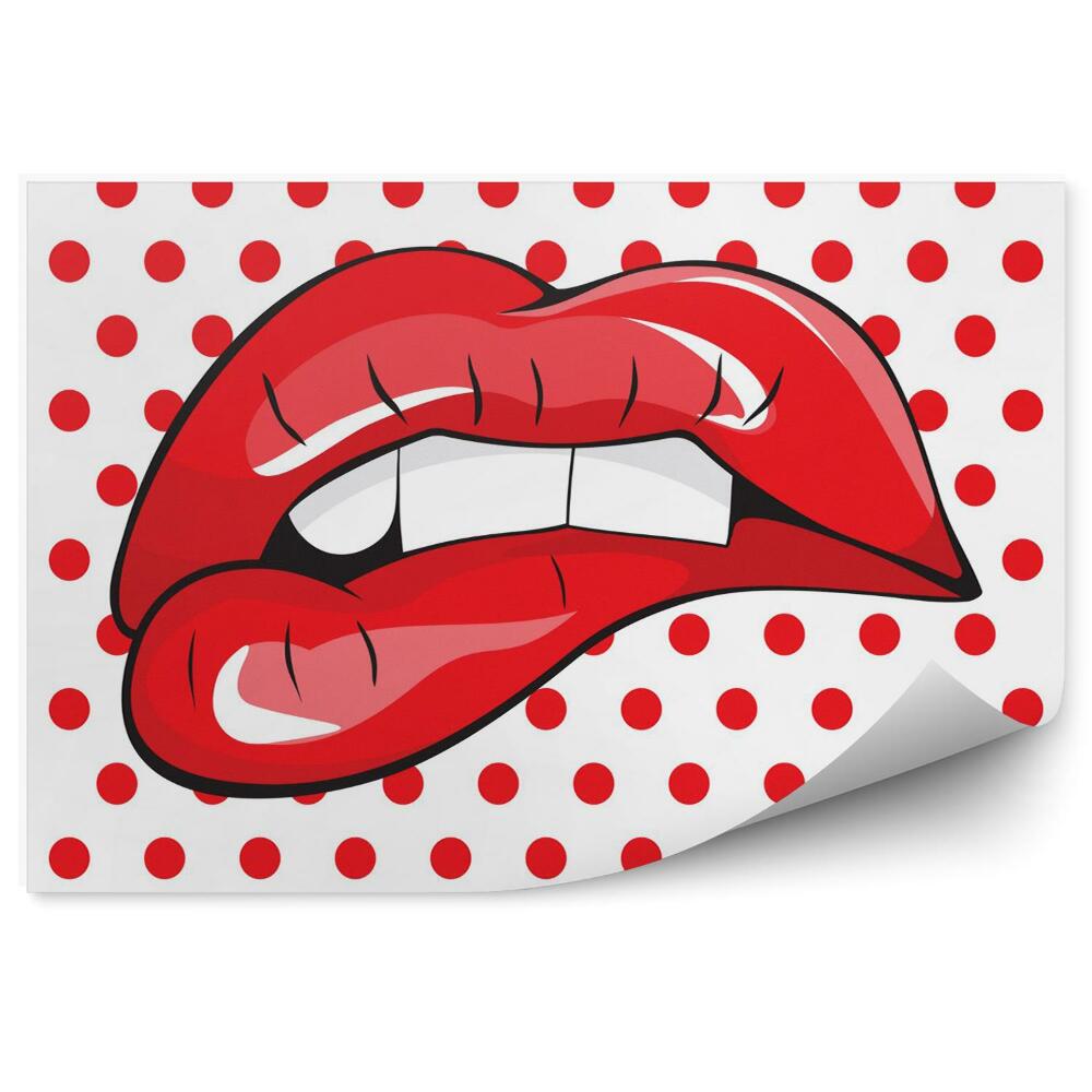 Kép tapéta Vörös ajkakra harapó fogak