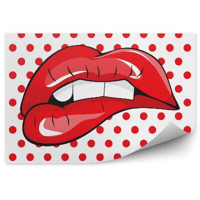 Kép tapéta Vörös ajkakra harapó fogak