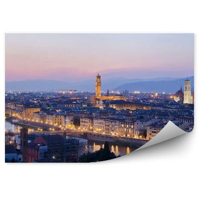 Poszter tapéta A Santa Maria del Fiore katedrális épületei Michelangelo tér Firenze éjszakai fényei