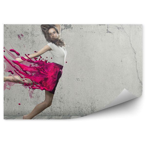 Öntapadós fotótapéta Táncos folyékony szoknya absztrakciós fa szürke háttér