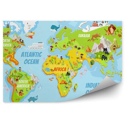 Fotótapéta Világtérkép kontinensek szimbólumok nevei