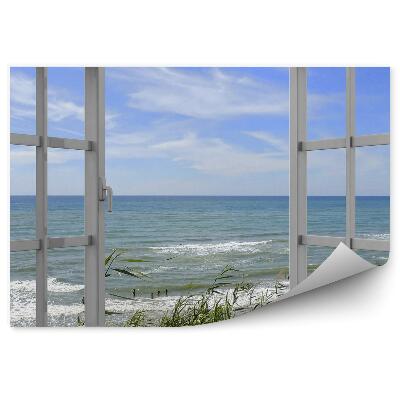Öntapadós fotótapéta falra Tenger hullámai fű ablak kilátással