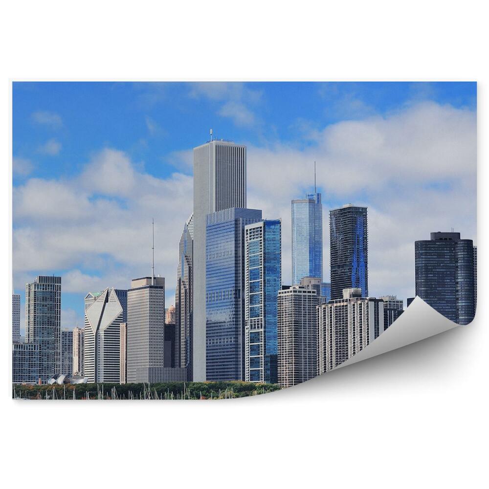 Poszter tapéta felhőkarcolók fák óceán óceán yachts ég felhők