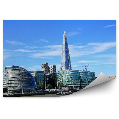 Poszter tapéta épületek Temze csónak égbolt felhők