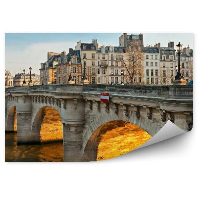 Fotótapéta gyönyörű hidak épületek ég folyó Szajna lámpák autók