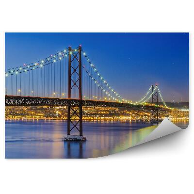 Poszter tapéta híd fényei felhőkarcolók óceán ég Lisszabon