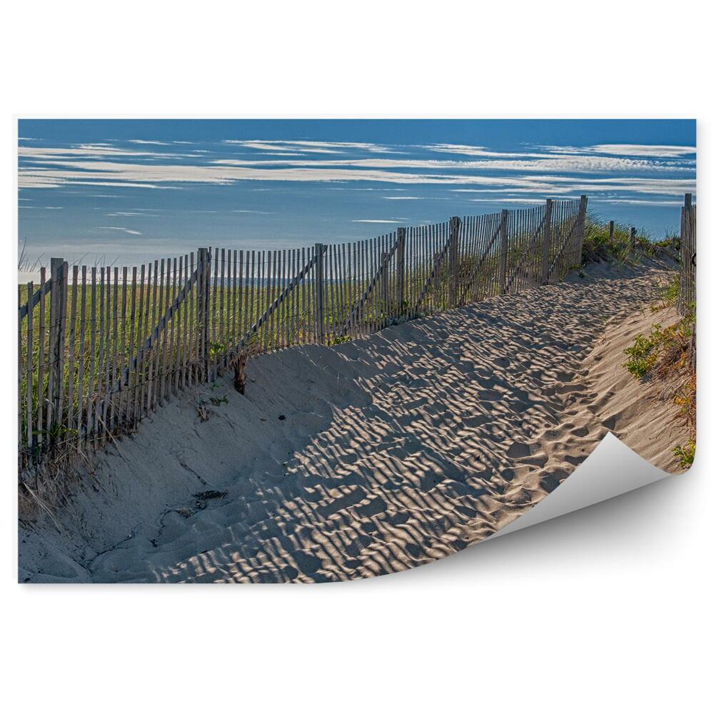 Modern fotótapéta Strand fű kerítés ég felhők