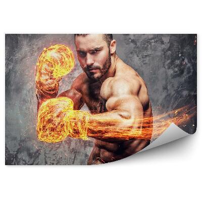 Fotótapéta Férfi tűz boxkesztyű