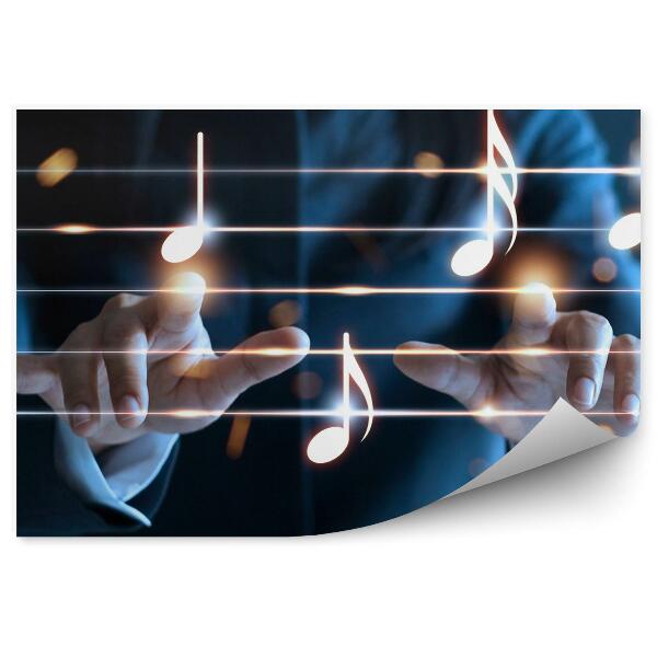 Öntapadós fotótapéta falra kotta hegedű kulcs stave fény ember kezét