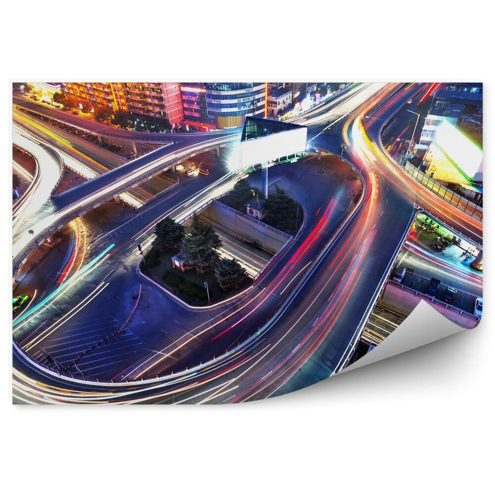 Fotó poszter tapéta A város színei mozgó élet épületeket világítanak meg