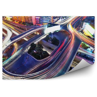 Fotó poszter tapéta A város színei mozgó élet épületeket világítanak meg