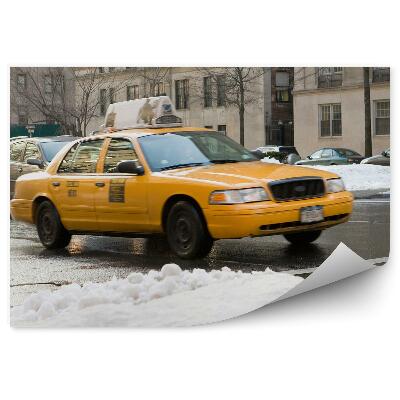 Fali poszter tapéta New York-i taxi hó tél