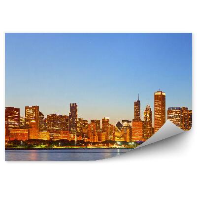 Fotótapéta Chicago-óceán panoráma felhőkarcolók fényei