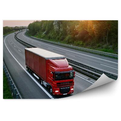 Fotótapéta Piros teherautó az autópályán