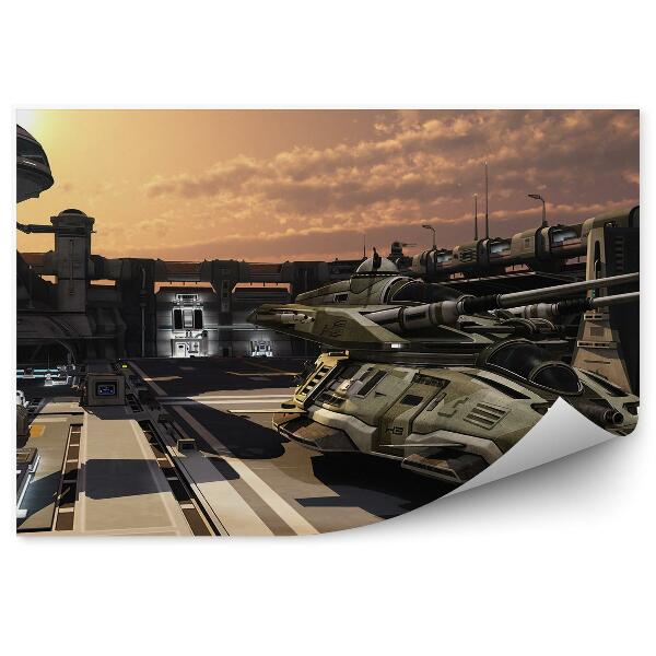 Fotótapéta Futurisztikus tank katonai bázis