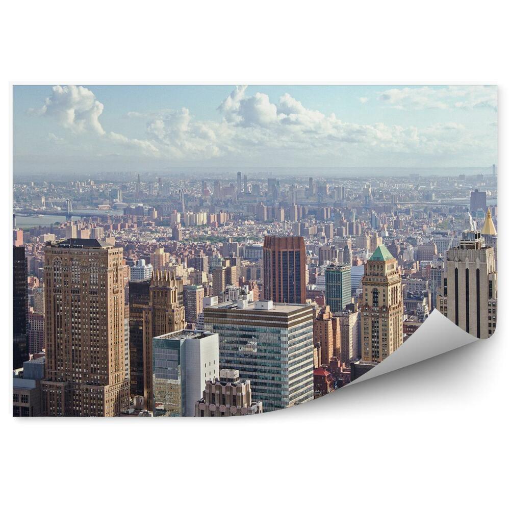 Fotótapéta Brooklyn Bridge felhőkarcolók fények folyó éjszaka New Yorkban