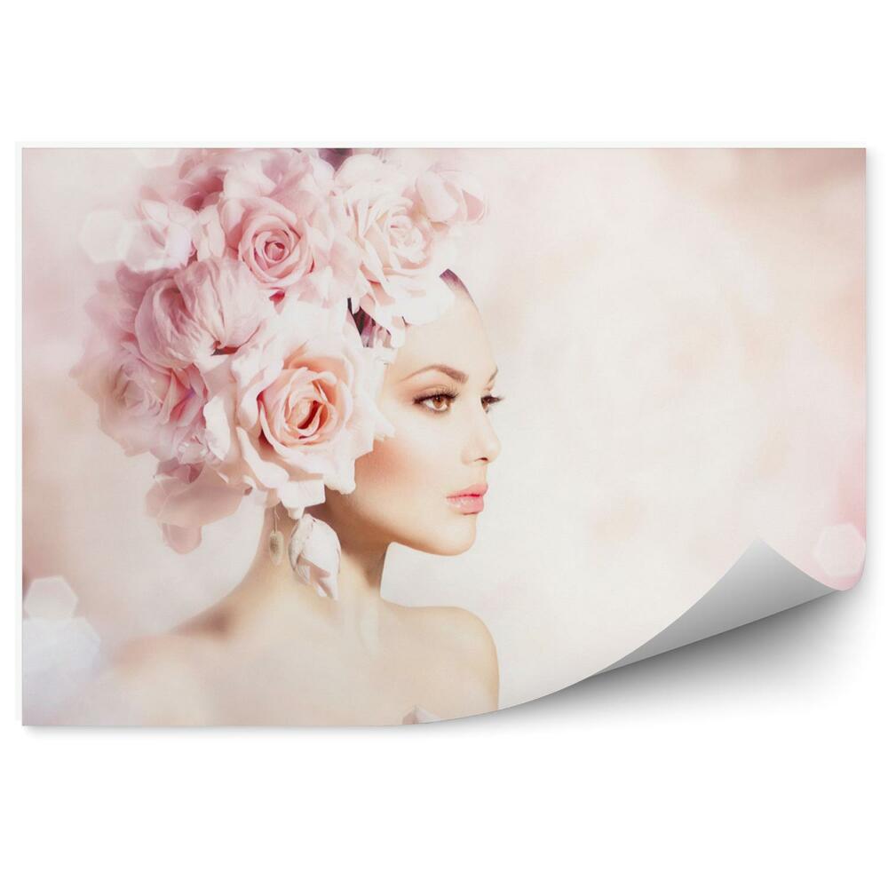 Öntapadós fotótapéta Lány haj virágokkal