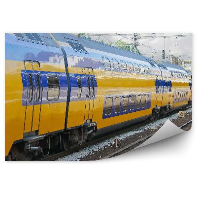 Fotótapéta Sárga kék vonat peron