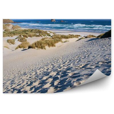 Öntapadó fotótapéta Beach dűnék hegyek növények óceán ég felhők