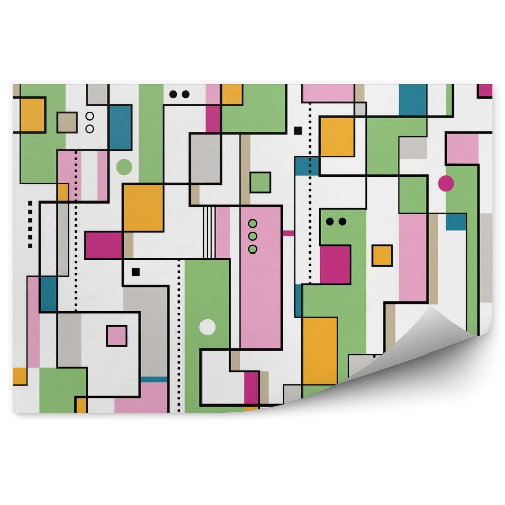 Öntapadós fotótapéta Zöld, narancssárga és rózsaszín absztrakt minta