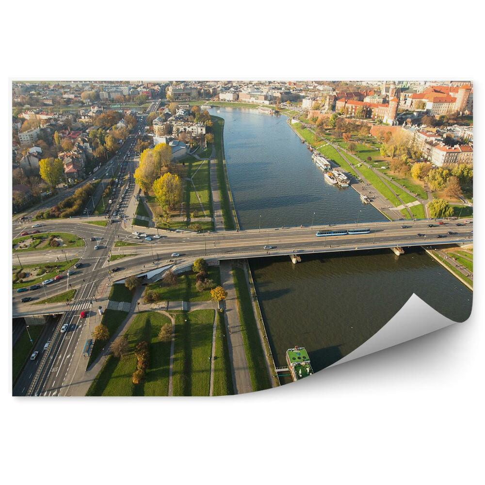 Poszter tapéta légi felvétel a Wisła Krakówról