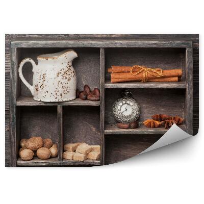 Öntapadós Fotótapéta Forró csokoládé és fűszerek vintage fadobozban