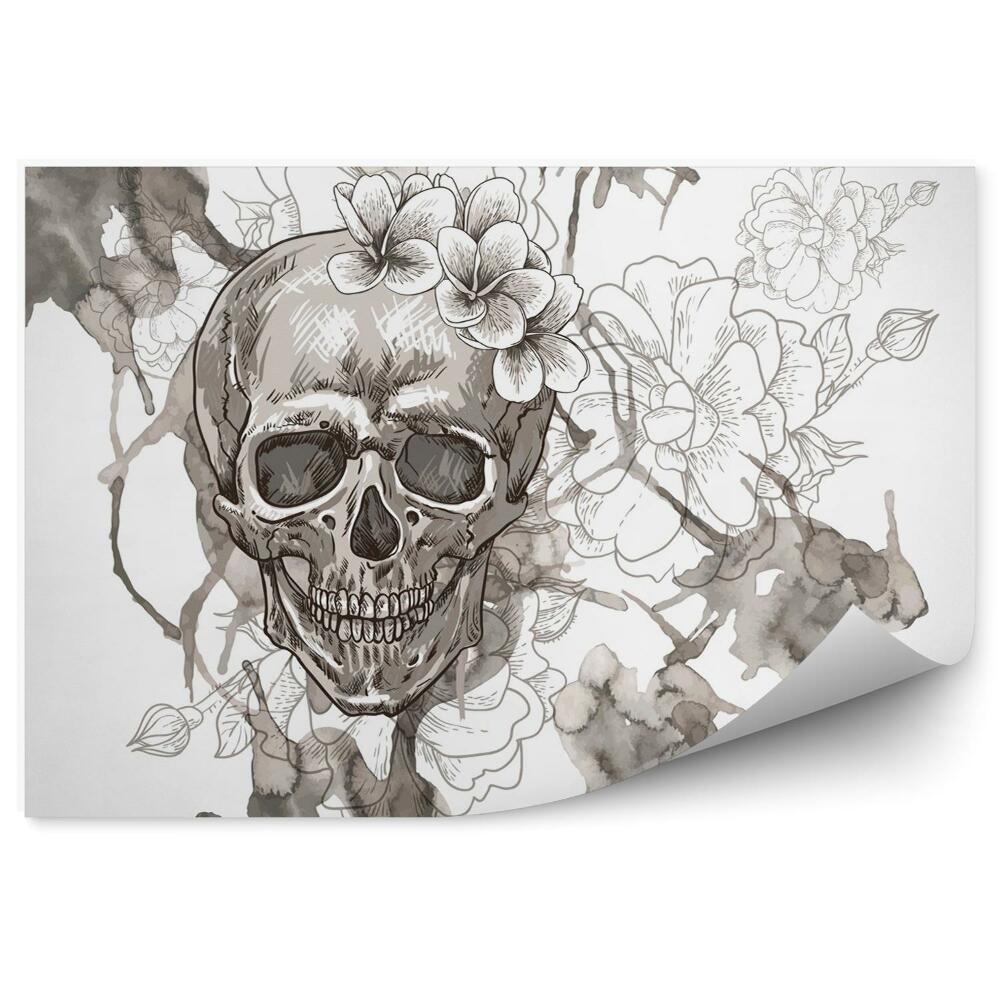 Modern fotótapéta Koponyák és virágok