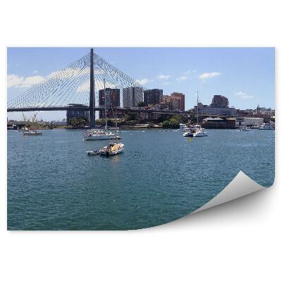 Modern fotótapéta Épületek híd panoráma anzac jachtok ég felhők