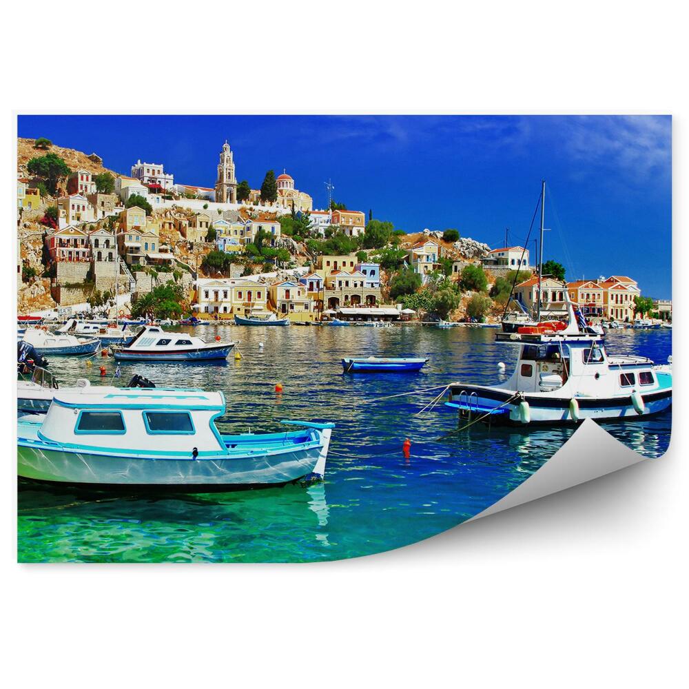 Poszter tapéta kikötő öböl épületek színes város