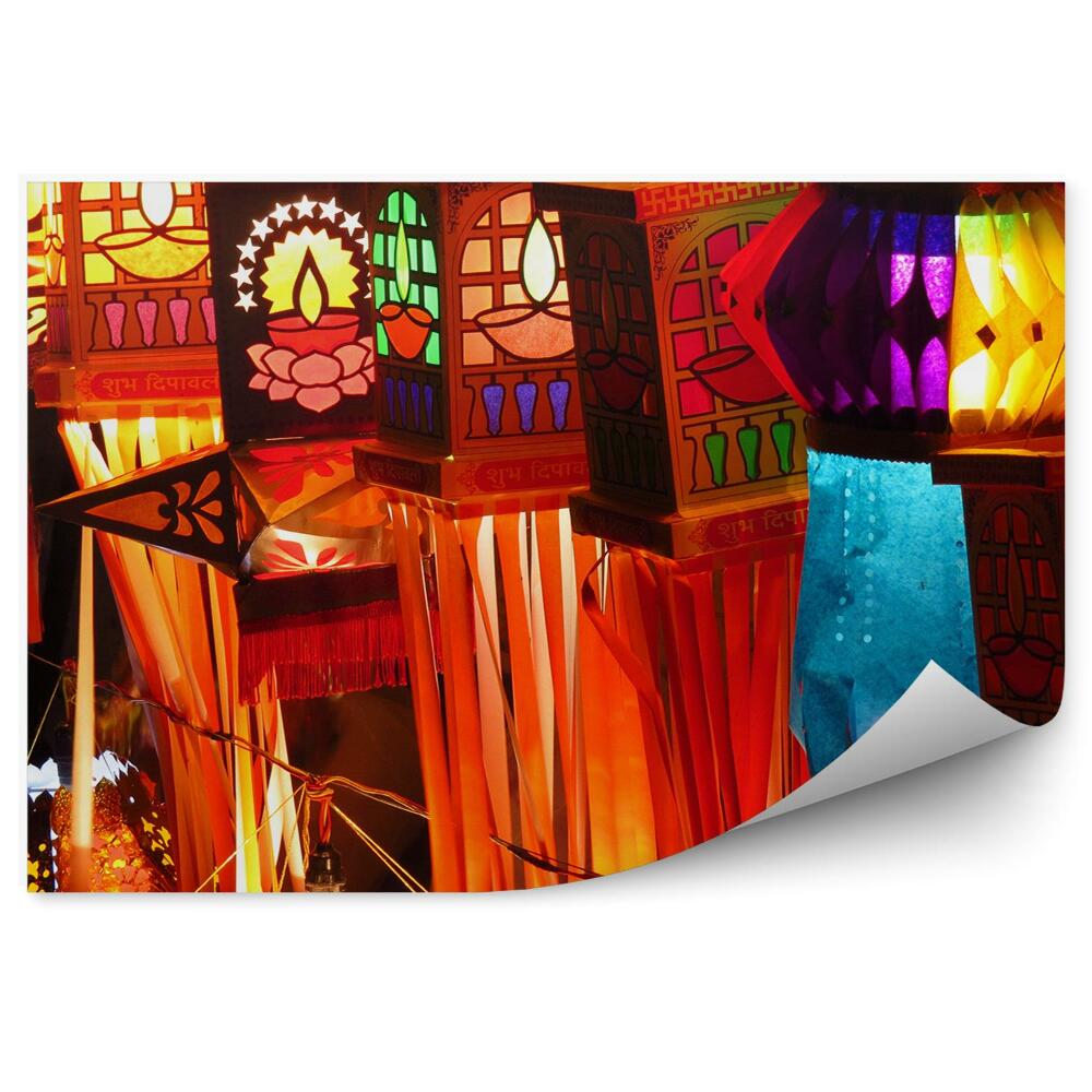 Modern fotótapéta Indiai lámpák lámpák díszített éjszakai fények