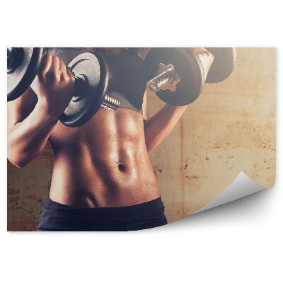 Fotótapéta Nő testépítő súlyok képzés