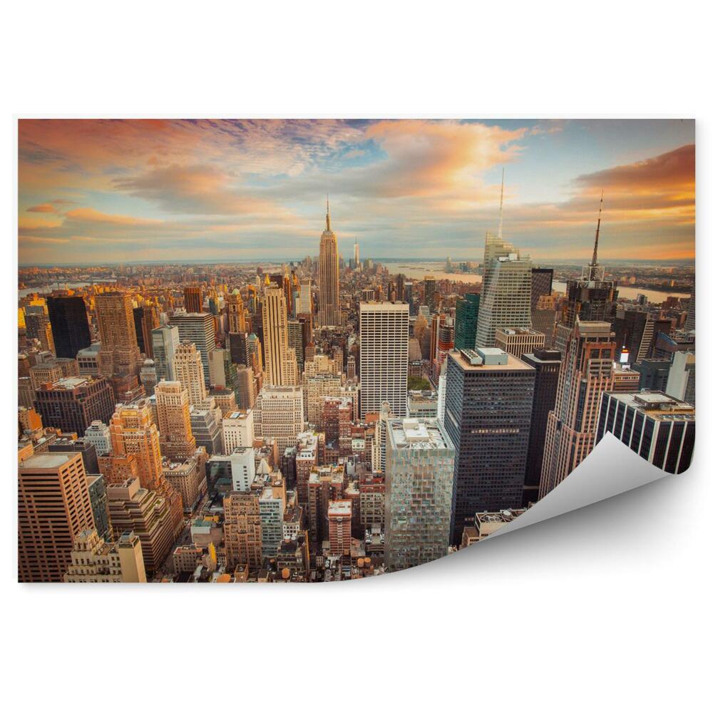 Fotótapéta New York-i Manhattan a lenyugvó nap sugaraiban