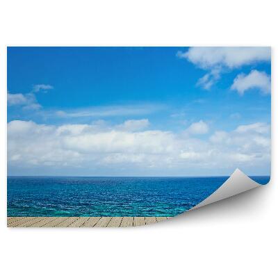 Modern fotótapéta Fából készült fedélzet mólón óceán tengeri égbolt felhők