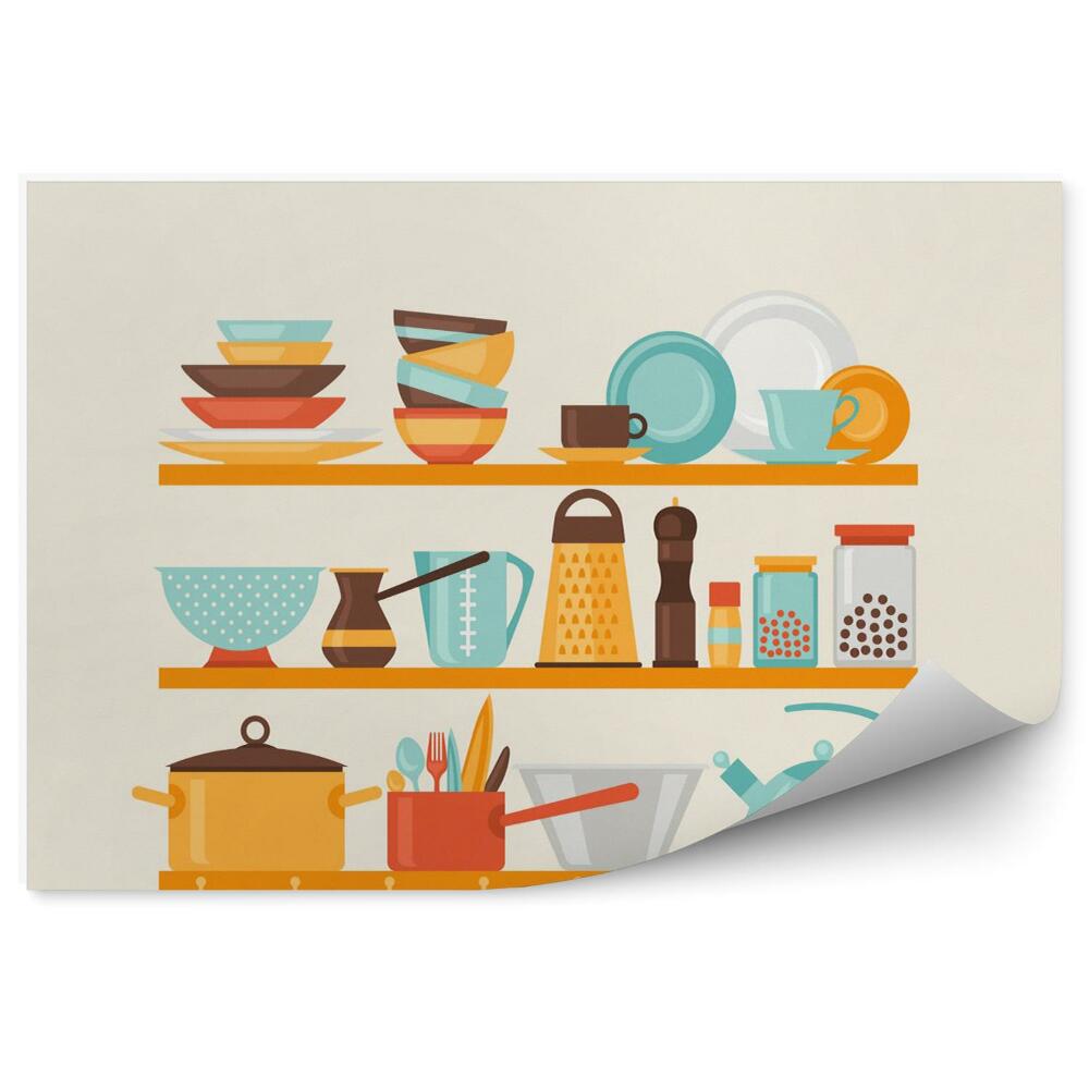 Öntapadós Fotótapéta Falra Konyhai polcok és főzőedények