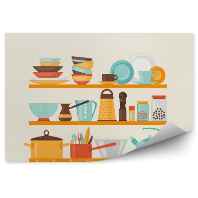 Öntapadós Fotótapéta Falra Konyhai polcok és főzőedények