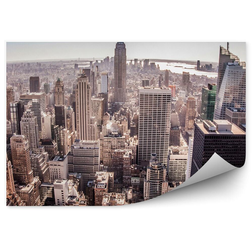 Poszter tapéta légi felvétel New York felhők égbolt