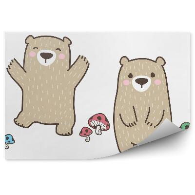 Fotótapéta Barna boldog mackó gomba fehér háttér