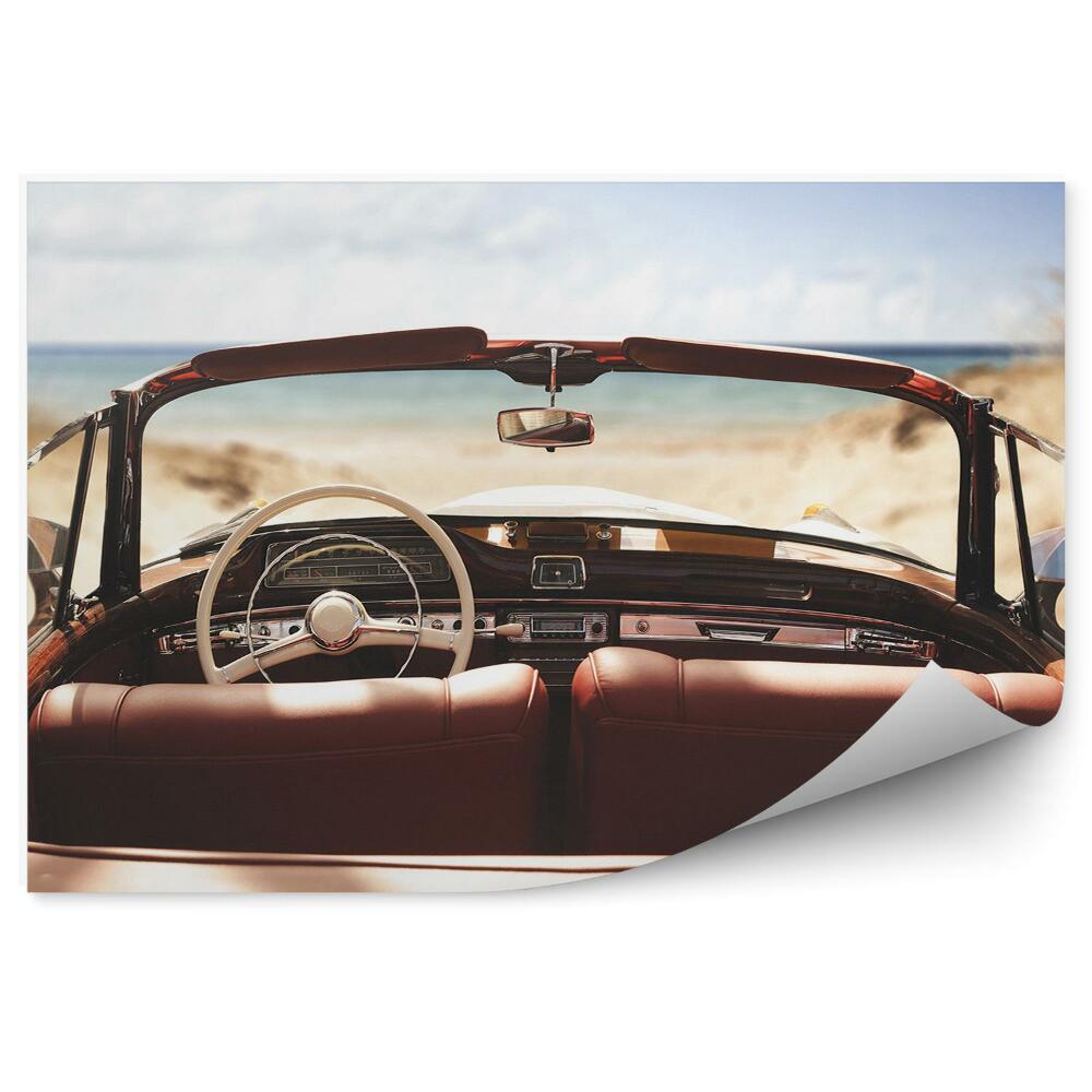 Modern fotótapéta Romantikus retro autó a tengerparton