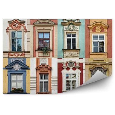 Fotótapéta Színes ablakok kollázsa Prágában, Csehországban