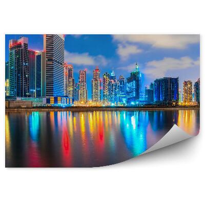 Poszter tapéta felhőkarcolók fények ég felhők óceán Dubai